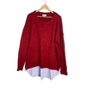Umgee Layered Look Pullover Sweater Scoop Size 2XL